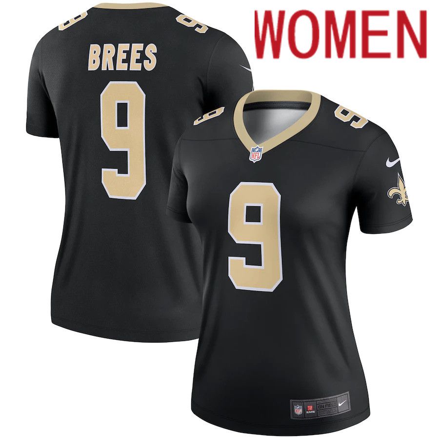 Women New Orleans Saints 9 Drew Brees Nike Black Legend NFL Jersey